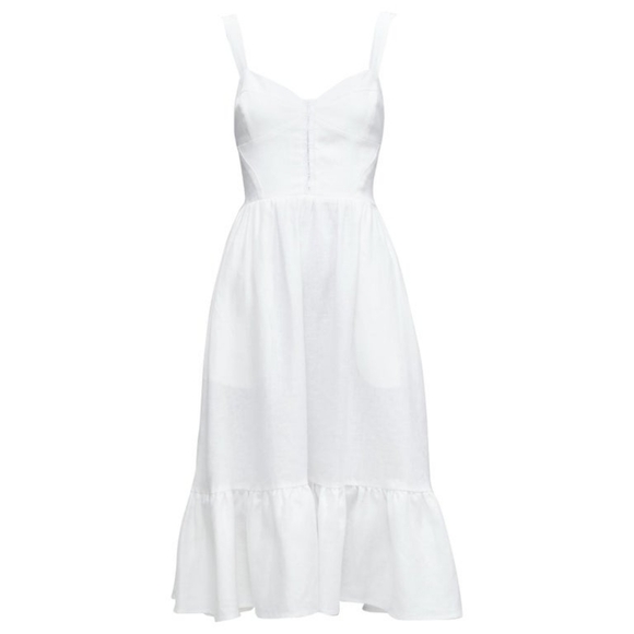 Reformation Dolci 100% Linen White Corset Dress Ruffle Hem Sleeveless Midi 4 - Picture 13 of 13